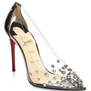 CHRISTIAN LOUBOUTIN Collaclou pointy-toe  PVC Pumps Red Bottom Heals Sz. 40